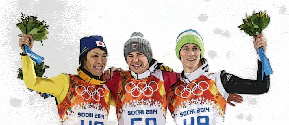 2014年ソチ五輪　ストッフ選手と葛西選手のイラスト